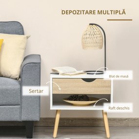 HOMCOM Noptiere Moderne cu Sertar și Raft, Design Modern și Funcțional, Ideal pentru Cameră de Dormit, Albastru | Aosom Romania