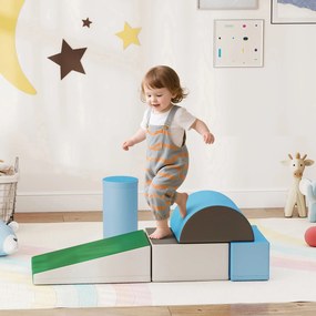 HOMCOM Joc de Constructie pentru Copii 1-3 Ani din Piele PU și Umplutură EPE, 40.6x40.6x20.3 cm, Multicolor | Aosom Romania