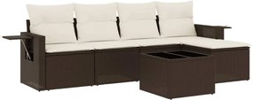 vidaXL Set canapele de grădină cu perne, 6 piese, maro, poliratan