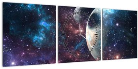 Tablou cu cosmos (cu ceas) (90x30 cm)