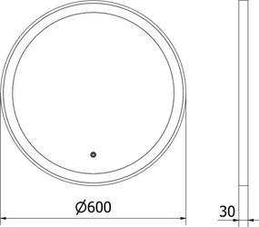 Mexen Esso oglindă de baie iluminată, rotundă 60 cm, LED 6000K, anti-aburire, ramă neagră - 9825-060-060-611-70