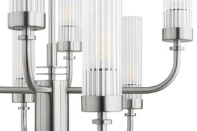 Candelabru 12 brate, otel nickel, sticla canelata PRESTON 5088