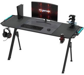 Masa de gaming FALCON 156x60 cm, iluminare LED RGB, negru