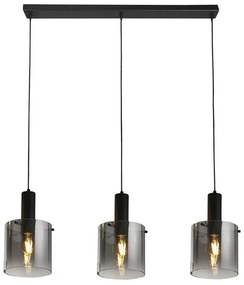 Lustra suspendata metal negru, sticla fumurie Sweden 3L