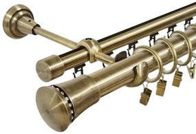 Galerie dubla boston, teava neteda si profil,grosime 25 si 19mm, aur antic (Alege marime: 400 cm)