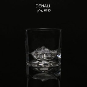 Set pahare pentru whisky LIITON 1006970 Denali, 230 ml, 2 buc, Fund 3D varful Denali, Transparent
