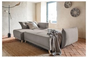 Colțar maro deschis extensibil cu tapițerie din catifea reiată (colț variabil) Lazy Lukka – Miuform