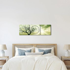 Tabloul cu pomul înflorit (cu ceas) (90x30 cm)