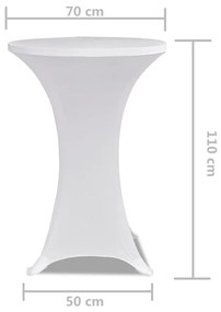 Husa de masa cu picior O70 cm, 2 buc., alb, elastic 2, Alb, 70 cm