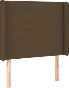 vidaXL Tăblie de pat cu aripioare maro închis 93x16x118/128 cm textil