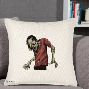 Perna Decorativa Halloween Zombie Infricosator, 40x40 cm, Crem Reliefat, Husa Detasabila, Perna Inclusa, BEKZ®