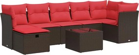 vidaXL Set canapele de grădină cu perne, 8 piese, maro, poliratan