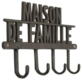 Cuier de perete decorativ, din fonta, L33 cm, Minrai