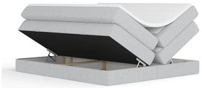 Pat boxspring gri deschis cu spațiu de depozitare/fără tăblie 160x200 cm Juniper – Maison de Rêve