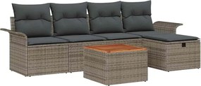 vidaXL Set de canapele pentru grădină cu pernă 6 pcs Gri Rattan poli