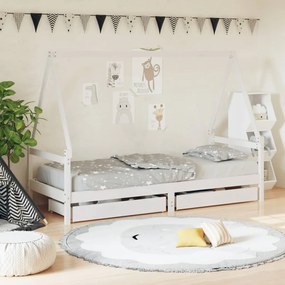 834478 vidaXL Cadru de pat pentru copii, alb, 90x190 cm, lemn masiv de pin