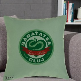 Perna Personalizata Sanatatea Cluj Servicii Publice 1986, 40x40 cm, Verde, Husa Detasabila, Perna Inclusa, BEKZ®
