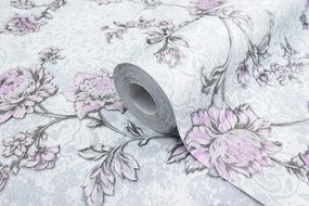 Tapet floral modern dormitor, roz, model Elegie