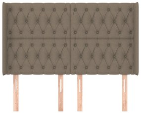 Tablie de pat cu aripioare gri taupe 147x16x118 128 cm textil 1, Gri taupe, 147 x 16 x 118 128 cm