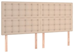 Cadru de pat cu tablie, cappuccino, 180x200 cm, piele ecologica Cappuccino, 180 x 200 cm, Nasturi de tapiterie