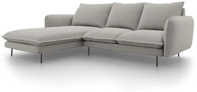 Coltar tapitat Vienna 5 locuri picioare negre – L255 x l170 x h95