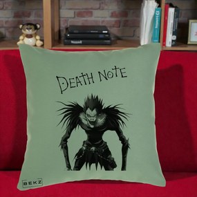 Perna Personalizata Death Note Ryuk Shinigami Alb-Negru, 40x40 cm, Verde, Husa Detasabila, Perna Inclusa, BEKZ®
