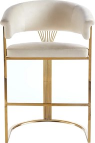 RESIGILAT- Scaun bar, cadru metalic auriu, catifea, Bej/Auriu
