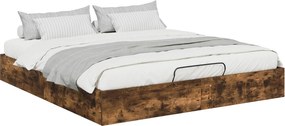 vidaXL Cadru de pat otoman Stejar Afumat 203 x 180 x 25 cm