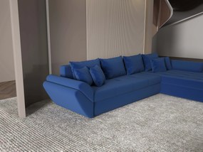 Colțar extensibil dumonde cu ladă de depozitare si sezut confortabil din spuma high-density, Loana XL Royal Albastru II 335x185 cm