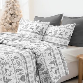 Goldea lenjerie de pat 100% bumbac - simboluri de crăciun pe alb 140 x 200 și 50 x 70 cm