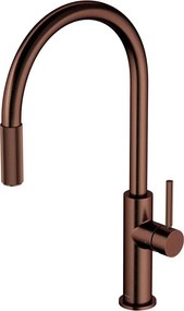Baterie bucatarie cu dus extractibil Omnires Switch compatibila cu sistem filtrare apa finisaj cupru antichizat periat