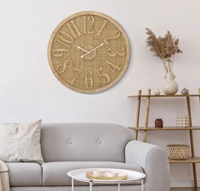 Ceas decorativ finisaj natural din Ratan si MDF, ∅ 60 cm, Boho Mauro Ferretti