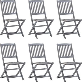 vidaXL Scaune pliabile de exterior, 6 buc., lemn masiv de acacia