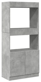 855109 vidaXL Dulap înalt, gri beton, 63x33x140 cm, lemn prelucrat