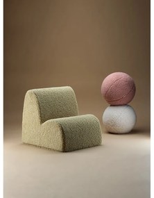 Fotoliu de copii verde cu tapițerie din țesătură bouclé Cloud – Wigiwama