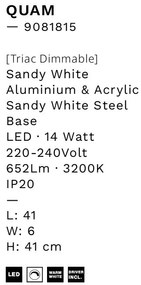 Aplica de perete LED design modern QUAM alb
