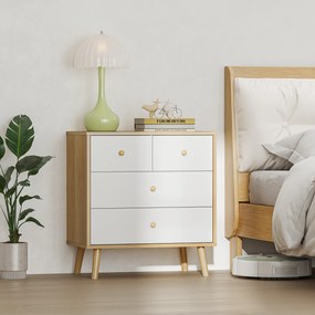 HOMCOM Cofraj cu 4 Sertare cu Finisaj Elegant și Capacitate Mare de Depozitare 60x35x65 cm Stejar și Alb | Aosom Romania