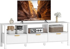 HOMCOM Comodă TV 152 cm, mobilier TV pentru televizor 165,1 cm cu 3 sertare și 3 rafturi deschise, 152x39,5x50cm, alb | Aosom Romania