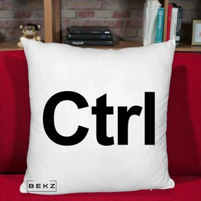 Perna Personalizata Tasta Ctrl Tipografie Bold, 40x40 cm, Alb Pufos, Husa Detasabila, Perna Inclusa, BEKZ®