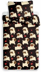Lenjerie de pat din microfibra pentru copii PUG LOVE, negru Dimensiune lenjerie de pat: 70 x 90 cm | 140 x 200 cm