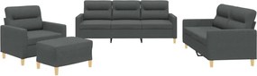 vidaXL Set de canapele cu perne, 4 piese, gri închis, textil