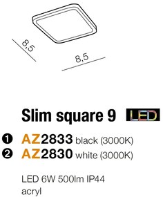 Spot LED pentru baie incastrat IP44 Slim 9 square 3000K negru