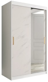 Dulap de haine 120 cm Marbelo T2 (mat alb + marmură albă). 1064588