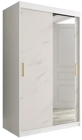 Dulap de haine 120 cm Marbelo T2 (mat alb + marmură albă). 1064588