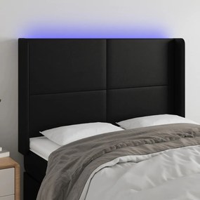 Tablie de pat cu LED, negru, 147x16x118 128 cm, piele ecologica 1, Negru, 147 x 16 x 118 128 cm