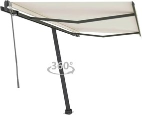 vidaXL Copertină autonomă retractabilă automat, crem, 300x250 cm