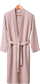 Halat baie KIMONO, roz pudra, bumbac, marime L/XL