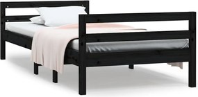 vidaXL Cadru de pat, negru, 75x190 cm, lemn masiv de pin