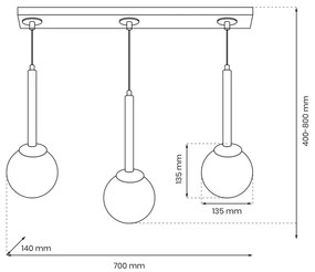 Lustră pe cablu PARMA 3xE14/40W/230V negru