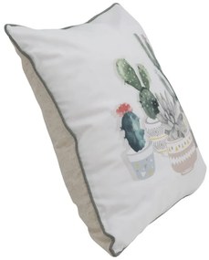 Perna decorativa alba din material textil, 45 x 5 x 45 cm, Cactus Mauro Ferreti